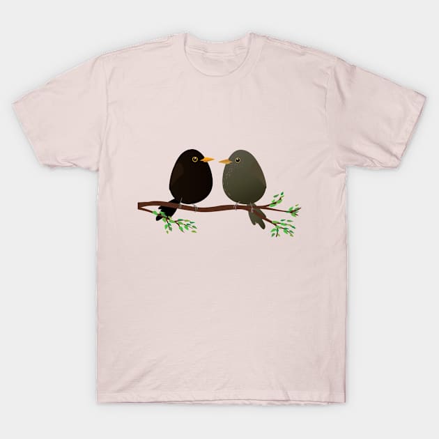 A couple of egg shaped blackbirds T-Shirt by Bwiselizzy